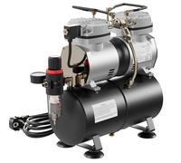 Wiltec Compresseur à membrane Aérographe Airbrush AS196 – 2 cylindres – 6 bar – Diaphragme – Sans huile – Réservoir d'air et Interrupteur 2 étapes – Aérographie, modélisme, manucure, tatouage