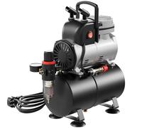 Wiltec Compresseur à membrane Aérographe Airbrush AF189 – Monocylindrique – 6 bar – Diaphragme – Sans huile – Réservoir d'air et Manomètre – Aérographie, modélisme, manucure, tatouage