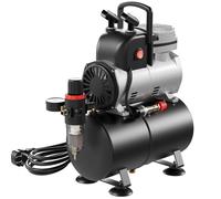 Wiltec Compresseur à piston monocylindre pour aérographe AF189 avec réservoir d'air, pression max. 6 bars, détendeur, séparateur d'eau, manomètre