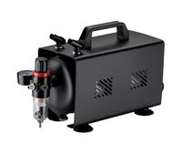 Wiltec Compresseur Airbrush AS18TB 1/6 PS, compresseur à air comprimé avec débit d'air de 20-23 l/min, pour pistolet aérographe avec réservoir de 1 litre, compresseur d'air pour aérographie