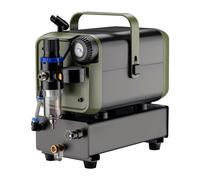 Wiltec Compresseur Airbrush HS-679F 1/6 CV, compresseur à air comprimé 28 l/min d'alimentation, compresseur pour pistolet aérographe avec support, compresseur d'air avec manomètre pour aérographie