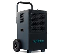Wiltec Déshumidificateur de chantier sur roues – 89,5 x 48,5 x 46,7 cm – 50 litres/jour – 130 m² max. – Réservoir 7 L – avec Poignée et Minuterie 24 h