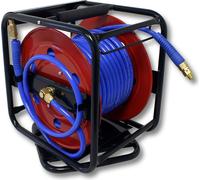 Wiltec Dévidoir automatique avec tuyau 30 m, 360 x 385 x 380 mm, En acier et PU, Enrouleur de tuyau pneumatique 12 bar, Orientation à 360°, connexion 1/4"