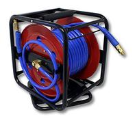 Wiltec Dévidoir automatique avec tuyau 30 m, 360 x 385 x 380 mm, En acier et PU, Enrouleur de tuyau pneumatique 12 bar, Orientation à 360°, connexion 1/4"