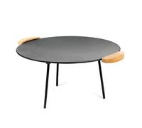 Wiltec Dutch Oven Plaque Gril de Barbecue Ø44cm Ronde Fonte Poignées en bois Jeu 2 Pieds 20cm et 32cm Plancha BBQ Cuisson Poêle Gril