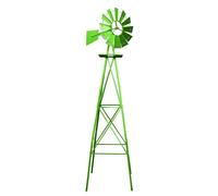 Wiltec Éolienne de jardin Design US - 670 x 670 x 2450 mm - Couleur verte - Moulin avec Roulement à bille - Girouette roue Texas déc