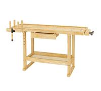 Wiltec Établi de travail – en Hévéa/Rubberwood – 45 x 49 x 86 cm – avec Tiroir, espace de rangement, pince et crochet d’établi – Pour aménagement, cousure – Banc de rabotage