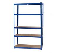 Wiltec Étagère bleue Charges lourdes 100x50x204cm Emboîtable 5 niveaux 200kg/niveau Atelier