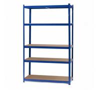 Wiltec Étagère bleue Charges lourdes 100x50x204cm Emboîtable 5 niveaux 200kg/niveau Atelier