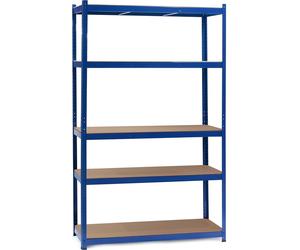 Wiltec Étagère bleue Charges lourdes 100x60x204cm Emboîtable 5 niveaux 200kg/niveau Atelier