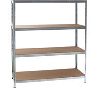 Wiltec Étagère charges lourdes – 160 x 60 x 180 cm – en Acier galvanisé – Système emboîtable – 4 niveaux – capacité 175 kg/niveau – pour Atelier Cave Rangement Stockage