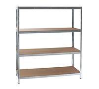 Wiltec Étagère charges lourdes – 160 x 60 x 180 cm – en Acier galvanisé – Système emboîtable – 4 niveaux – capacité 175 kg/niveau – pour Atelier Cave Rangement Stockage