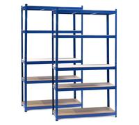 Wiltec Étagère Charges lourdes Jeu de 2 Bleue 100x60x200cm Emboîtable 5 Niveaux