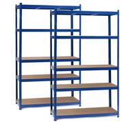 Wiltec Étagère Charges lourdes Jeu de 2 Bleue 120x60x200cm Emboîtable 5 Niveaux