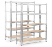 Wiltec Étagère Charges lourdes Jeu de 2 Galvanisée 180x120x40cm 875kg Rayonnage emboîtable 5 Niveaux