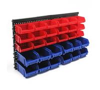 Wiltec Étagère murale avec 30 Bacs à bec - 650 x 20 x 380 mm - En PP - Boîtes de rangement pour atelier - Combinaison murale - Bac empilable Atelier Garage