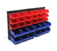 Wiltec Étagère murale avec 30 Bacs à bec - 650 x 20 x 380 mm - En PP - Boîtes de rangement pour atelier - Combinaison murale - Bac empilable Atelier Garage