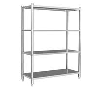 WilTec Étagères en Acier affiné 201 - 1200 x 450 x 1550 mm - capacité Totale 600 kg - avec 4 Niveaux - Meuble pour Charge Lourde de Gastronomie Cuisine Rangement Garage Cave