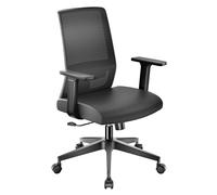 Wiltec Fauteuil bureau Ergonomique Capacité 120kg max. Pivotant 360° Noire avec Appuie-tête Appuie-bras Dossier réglable Mesh Siège pivotant à Bascule Respirant Pied étoile Rouleaux PU Bras Similicuir