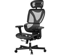Wiltec Fauteuil bureau Ergonomique Capacité 150kg max. Pivotant 360° Noire avec Appuie-tête Appuie-bras Dossier réglable Mesh Siège