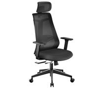 WilTec Fauteuil de Bureau Ergonomique 150kg Réglable Hauteur et Profondeur Appuie-tête Appuie-Bras réglables Siège pivotante Soutien Lombaire Respirant Pied en étoile Rouleaux en PU Ergonomie