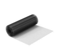 Wiltec Fil de grillage Noir à mailles carrées 12 x 12 mm - 10 m x 100 cm - en Acier galvanisé revêtus par PVC - Rouleau Clôture pour