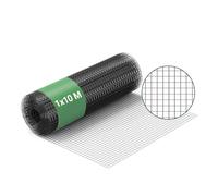 Wiltec Fil de grillage Noir à mailles carrées 12 x 12 mm - 10 m x 100 cm - en Acier galvanisé revêtus par PVC - Rouleau Clôture pour Volière Clapier Jardin Sylviculture Agriculture