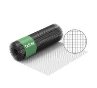 Wiltec Fil de Grillage Noir à Mailles carrées 12 x 12 mm - 5 m x 100 cm - en Acier galvanisé revêtus par PVC - Rouleau Clôture pour Volière Clapier Jardin Sylviculture Agriculture