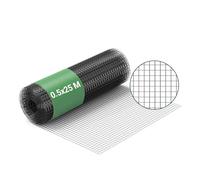 Wiltec Fil de grillage Noir à mailles carrées 19 x 19 mm - 25 m x 50 cm - en Acier galvanisé revêtus par PVC - Rouleau Clôture pour Volière Clapier Jardin Sylviculture Agriculture