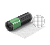 Wiltec Fil de Grillage Noir à Mailles carrées 25 x 25 mm - 25 m x 50 cm - en Acier galvanisé revêtus par PVC - Rouleau Clôture pour Volière Clapier Jardin Sylviculture Agriculture