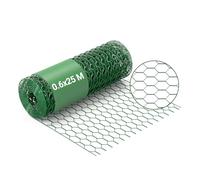 Wiltec Fil de grillage Vert à mailles alvéolaires 25 x 25 mm - 25 m x 60 cm - en Acier galvanisé revêtus par PVC - Rouleau Clôture pour Volière Clapier Jardin Sylviculture Agriculture