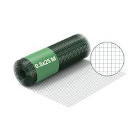 Wiltec Fil de grillage Vert à mailles carrées 12 x 12 mm - 25 m x 50 cm - en Acier galvanisé revêtus par PVC - Rouleau Clôture pour Volière Clapier Jardin Sylviculture Agriculture