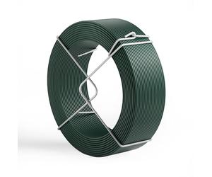 WilTec Fil de Jardin - Ø 1,6 mm x 50 m - en Acier revêtu de PVC - Rouleau de Fil de Jardinage métallique, Fil de Plante, Fil de Jardinier - Vert