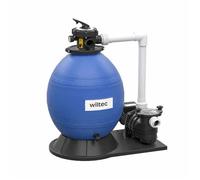 Wiltec Filtre à sable 750W 14L Cuve de filtration Pompe auto-amorçante 20000L/h Piscine hors-sol Pompe Filtre Piscine Terrasse Jardi