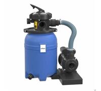Wiltec Filtre à sable et particules – 250 W – capacité 14 l / 10 kg – 10 000 l/h – avec Vanne 5 positions et Pompe de filtrage auto-amorçante – Cuve de filtration pour Piscine hors-sol Swimmingpool