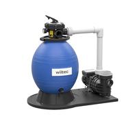 WilTec Filtre à Sable et Particules - 550 W - capacité 38 l / 30 kg - 18 000 l/h - avec Vanne 5 Positions et Pompe de filtrage Auto-amorçante - Cuve de Filtration pour Piscine Hors-Sol Swimmingpool