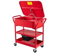 Wiltec Fontaine de dégraissage et nettoyage de pièces mécaniques - 711 x 483 x 208 mm - Bac de lavage 75,7 l avec pompe et chariot mobile - Garage Atelier