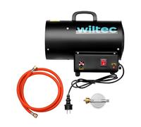Wiltec Générateur de chaleur – Puissance calorifique 15 kW, moteur 30 W – Débit d’air 320 m³/h – Fonctionnement sur gaz GPL – avec régulateur et tuyau – Canon air chaud