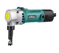 WilTec Grignoteuse électrique de de tôle et Plastique - 500 W - Profondeur de Coupe 2,5 mm - 2000 TR/Min Max. - Outil de découpe de métal - Tête de Coupe orientable 360°