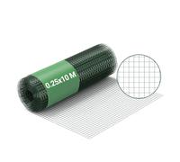 Wiltec Grillage à mailles métalliques - Vert - Maille carréess de 12 x 12 mm - Rouleau 25 m - Hauteur 100 cm - Acier galvanisé - Treillis pour Volière Clapier Enclos Clôture