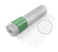 Wiltec Grillage de volière Acier Galvanisé - Mailles 13 mm Hexagonal Hauteur 0,5 m Longueur 10 m Fil Ø 0,6 mm - Lapin Grillage à poule Grillage animaux Terrasse Jardin Clôture Enclos