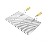 Wiltec Grille BBQ Carrée 54x34cm Acier inoxydable avec Poignée Barbecue Charbon de bois/à gaz Boule Grillade Cuisson Terrasse Jardin Plancha Viande Légumes