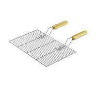 Wiltec Grille BBQ Carrée 54x34cm Acier inoxydable avec Poignée Barbecue Charbon de bois/à gaz Boule Grillade Cuisson Terrasse Jardin Plancha Viande Légumes