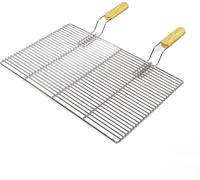 Wiltec Grille BBQ Carrée 67x40cm Acier inoxydable avec Poignée Barbecue Charbon de bois/à gaz Boule Grillade Cuisson Terrasse Jardin Plancha Viande Légumes