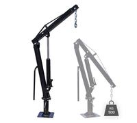 Wiltec Grue de levage pour Pick up ou Remorque – Charge max. 500 kg – avec Tête pivotante à 360° et Socle massif pour Ancrage au sol – Chèvre monte charge chargement et déchargement