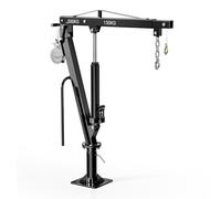 Wiltec Grue de levage pour Pick up ou Remorque - Charge max. 500 kg - Hauteur max. 1770 mm - Tête pivotante 360°, Treuil, Manivelle et Socle massif - Chèvre monte charge chargement et déchargement