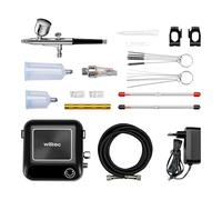Wiltec HS-A9K Kit avec Compresseur, Tuyau et 3 Buses - Moteur 12 V - Pression autostop 1,5 Bars - Arrêt et Mise en Marche automatiques - Accessoires Multiples - Tatouage, Aérographe, Manucure