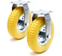 Wiltec Jeu 2x Roulette de transport fixe increvable – Ø 225 mm – Capacité 100 kg – enPolyuréthanePolyuréthane – Roue avec Plaque de montage – Transport Appareil Accessoire Meuble – Usage silencieux