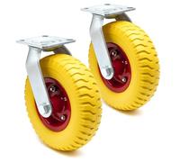 Wiltec Jeu 2x Roulette de transport pivotante increvable - Ø 220 mm - Capacité 100 kg - en PU Polyuréthane - Roue avec Plaque de montage - Transport Appareil Accessoire Meuble - Usage silencieux