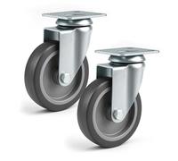 Wiltec Jeu 2x Roulette pivotante en caoutchouc - Ø 75 mm - Capacité de charge 75 kg - Roue sans Frein et Plaque de montage - Transport Appareil Accessoire Meuble - Usage silencieux sans trace
